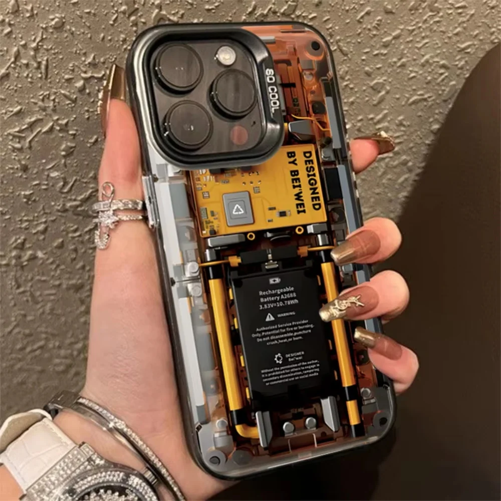 Coque de téléphone avec circuit imprimé avancé, coque antichoc IMD, galvanoplastie, argent, iPhone 15 Pro, iPhone 13, iPhone 16, iPhone 11, iPhone 12, iPhone 14 Pro Max