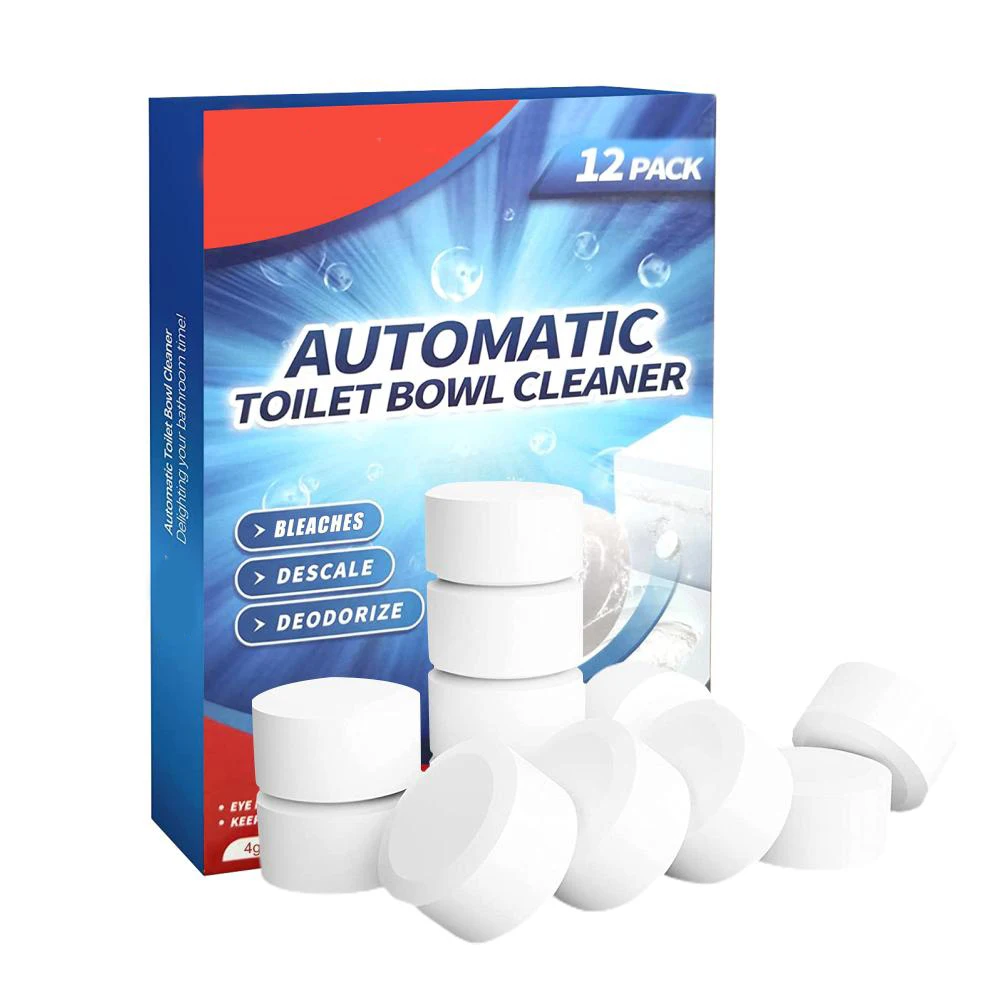 12 Stück Toilettenschüssel-Reinigungstabletten mit Bleichmittel, langsamer Freigabe, Tankreiniger, Deodorant und Entfetter, Badezimmer-Erfrischer, sicher/nicht giftig Image