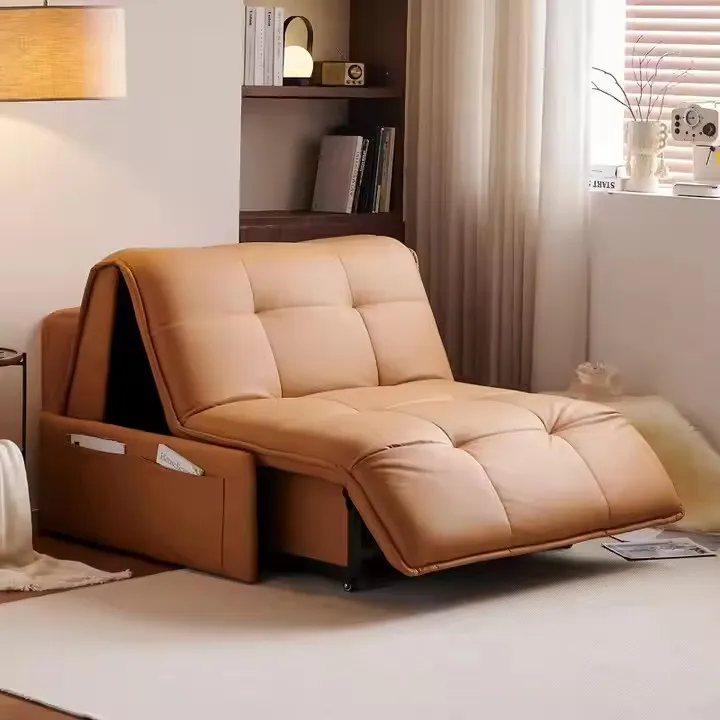 Modernes, luxuriöses Klappschlafsofa aus Leder, elektrisch betrieben, mit Stauraum für Schlafzimmer, Wohnzimmer, Hotel oder Wohnung Image