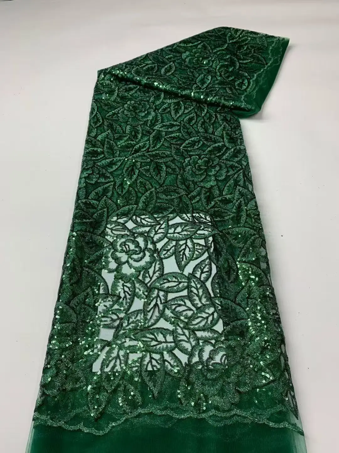 Luxuriöser afrikanischer Spitzenstoff, 5 Yards, hochwertig, 2026 nigerianische Kordel-Guipure-Spitzenstoffe, weißer Tüllstoff für Hochzeitskleid Image