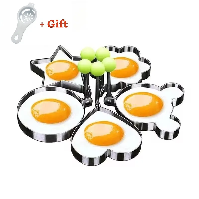 Edelstahl Eier Ringe Form mit Griff Runde/Bär/Blume/Stern und herzförmige Eiform Backwerkzeuge Küchenzubehör Image