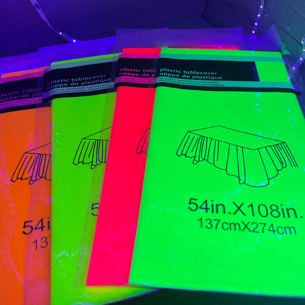 Glow in The Dark Partyzubehör, Neon-Geburtstagsdekorationen, Neon-Tischdecke, Tischdecke für Partydekoration mit schwarzem Licht Image