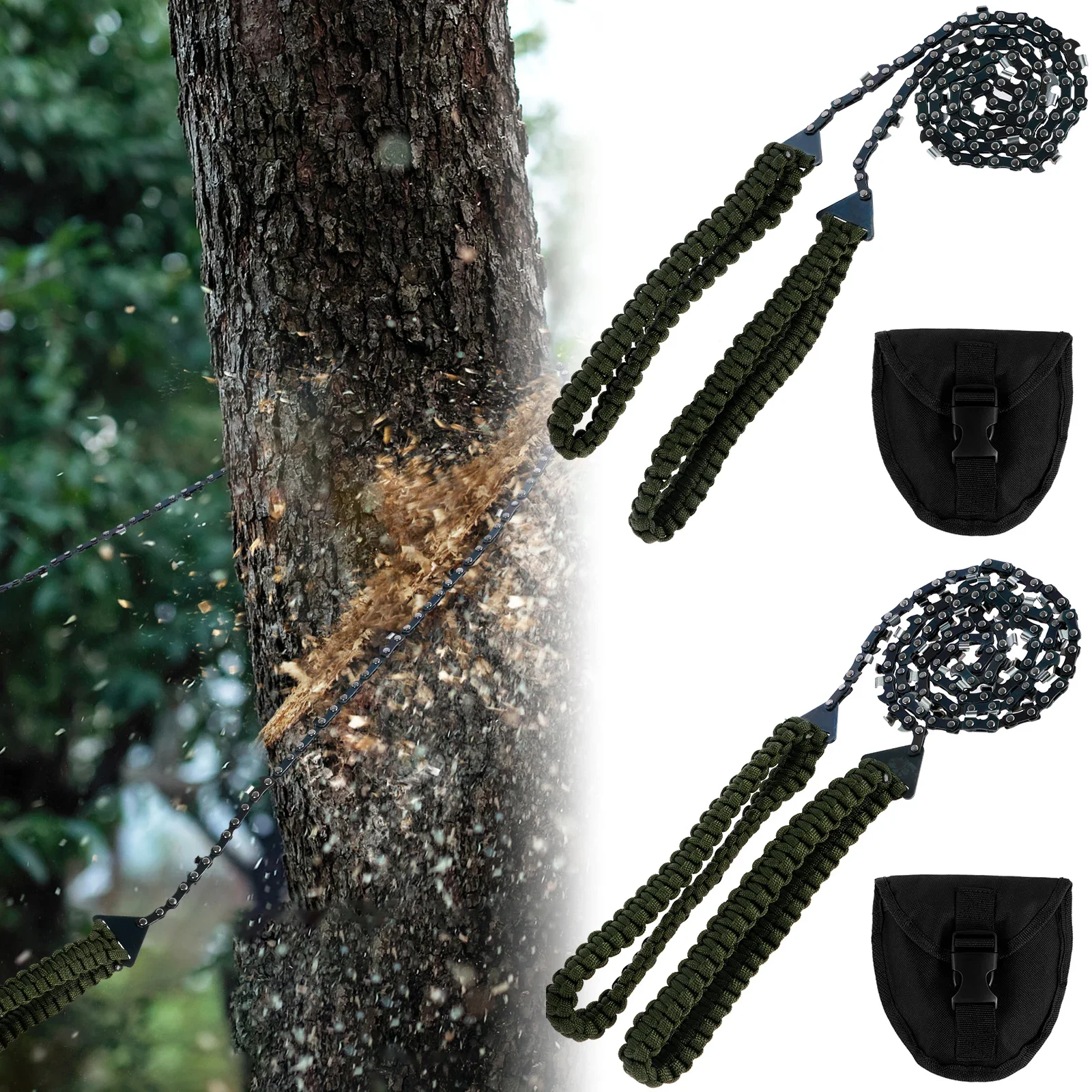 Pocket Chainsaw 36 inch 48 Teeth/16 Teeth Camping Chain Saws with Paracord Handle Folding Hand Chain Saw Portable Handheld