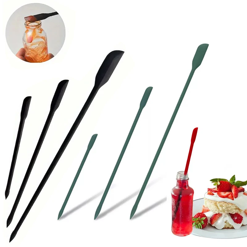 Mini-Silikonspatel, 3 Stück, Doppelkopf-Backschaber, Streuer, Küchenutensilien für Kuchen, Buttercreme, Zuckerguss, Marmelade, Make-up-Glas-Spatel Image