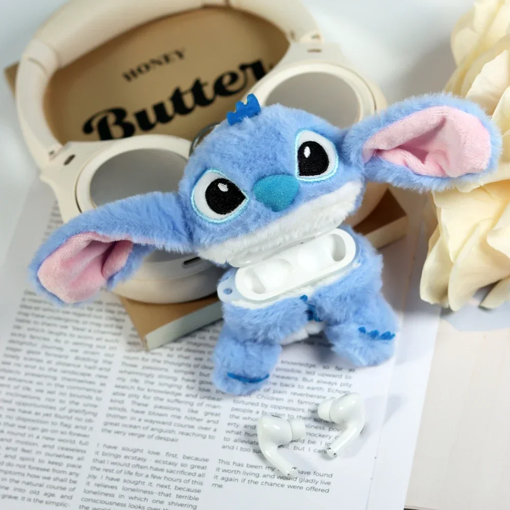 Plüschpuppe Kopfhörerhülle für Airpods 4 1 2 3 Pro 2 3, niedlicher Cartoon Disney Stitch Wireless Bluetooth Headset Schutzhülle Image