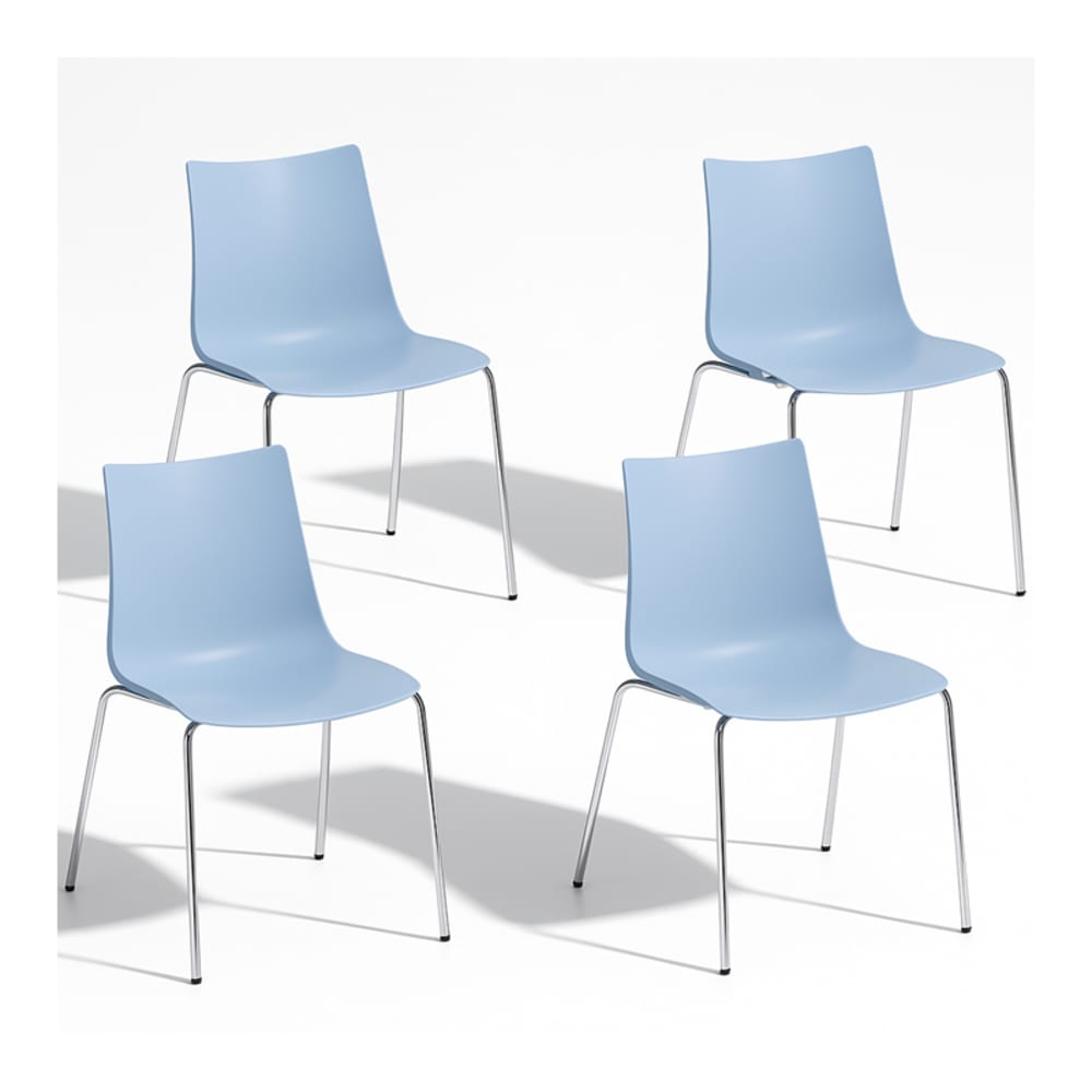 Lot de 4 chaises design en plastique bleu