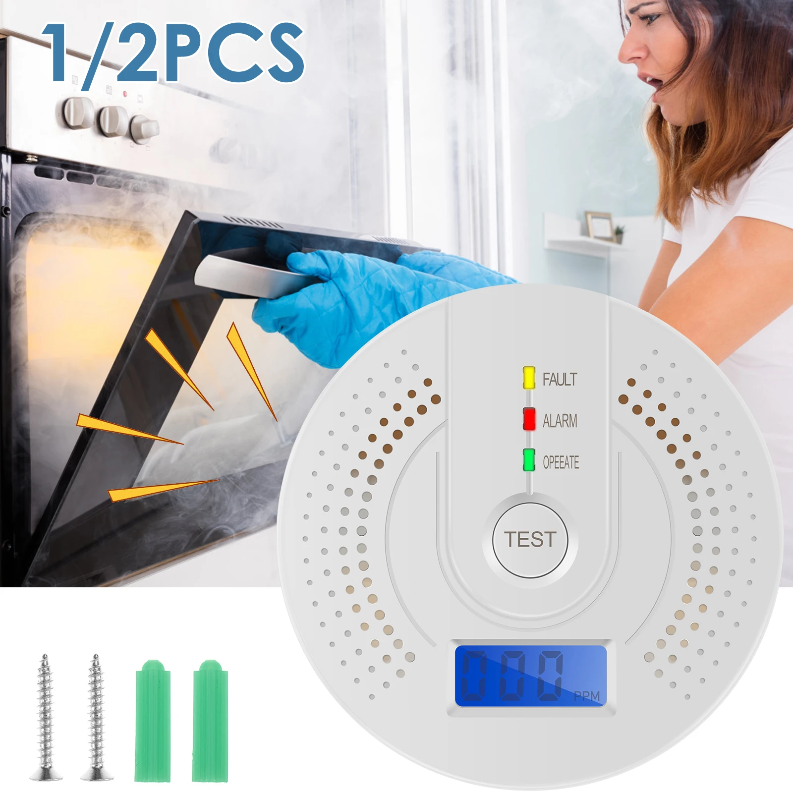 Unabhängiger CO-Alarmsensor, Kohlenmonoxid-Alarmmelder, hochempfindliche Warnung, LCD-Display, CO-Alarm mit UL2034 für den Heimtest Image