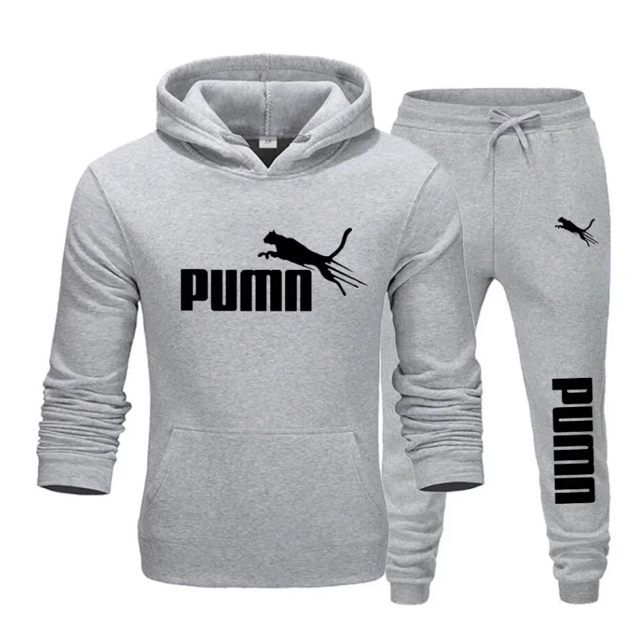 Neues modisches Fitness-Jogging-Freizeit-Sportbekleidungsset mit 2-teiligem Pullover-Hoodie und langen Hosen für Herren im Herbst und Winter Image