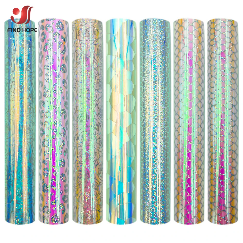 30,5 x 39,9 cm schillernde, glitzernde Vinylrolle mit Farbverlauf, selbstklebende HTV-Rolle für Silhouette Cut Craft Cutting Home Decals Cup Decor Image