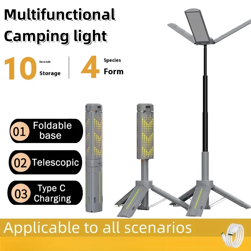 1000 LM einziehbare Campinglampe, tragbar, 8000 mAh, wiederaufladbar, Arbeitslicht, Wandern, Angeln, Taschenlampe, Outdoor-Notfalllaternen