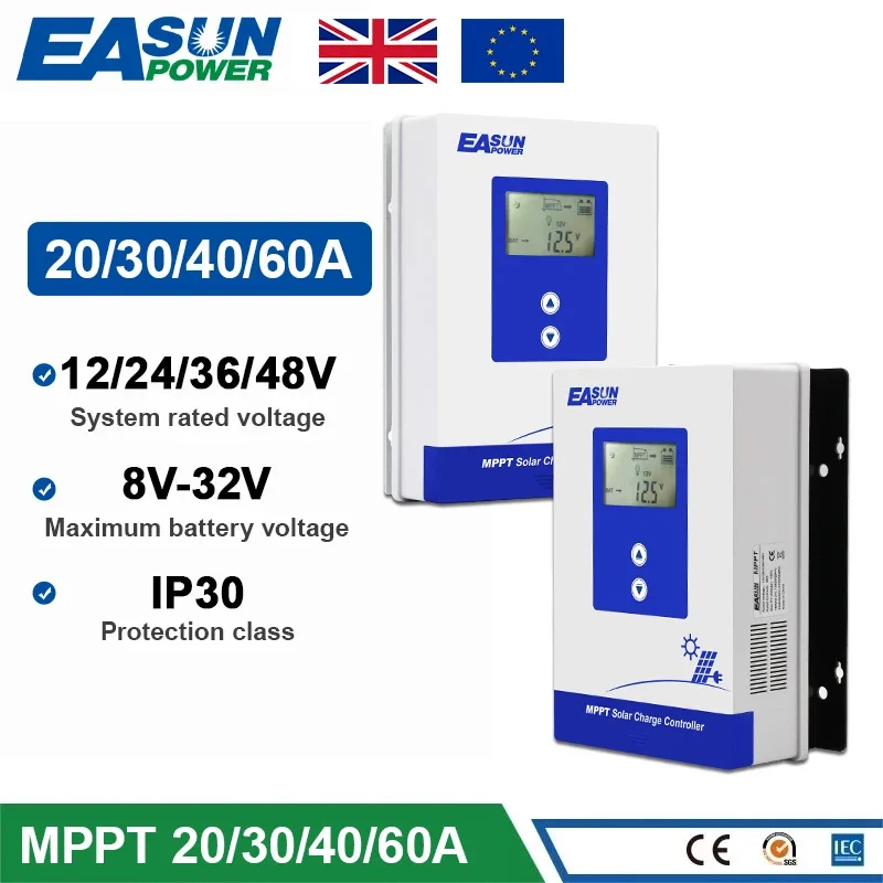 EASUN POWER 60A 20A MPPT Solar Laderegler 12V 24V 36V 48V Auto Batterie Solar regler Solar Panel Für Max 150VDC Eingang Image