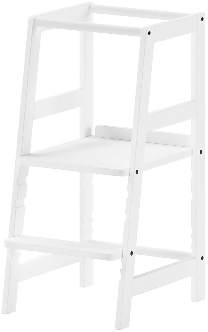 Kinderstuhl VIPACK "Lernturm aus Massivholz, stabil und standfest gebaut", buche weiß, buche weiß, B:41cm H:85cm T:48,3cm, Massivholz, Stühle, Tritt und Stehfläche 3-fach verstellbar, 3 verschiedene Farben