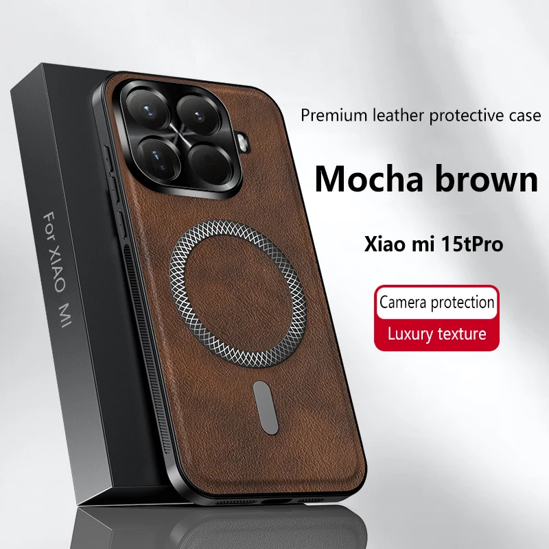 Per Xiaomi Mi 15T Pro Custodia di lusso in pelle PU magnetica MagSafe Custodia protettiva posteriore per Xiaomi Mi 15T 14T Pro Custodia per telefono