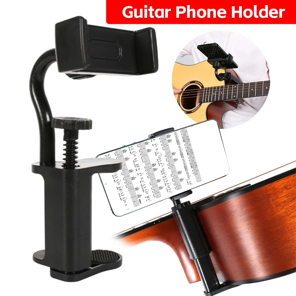 Support de téléphone de guitare mains libres Support de téléphone réglable Support de téléphone portable de guitare épais polyvalent pour Support de téléphone portable de tambour