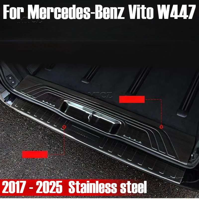 Für Mercedes-Benz Vito W447 2017–2025, hinterer Stoßstangenschutz, Fensterbank, Außenverkleidung, dekorative Platte aus Edelstahl Image