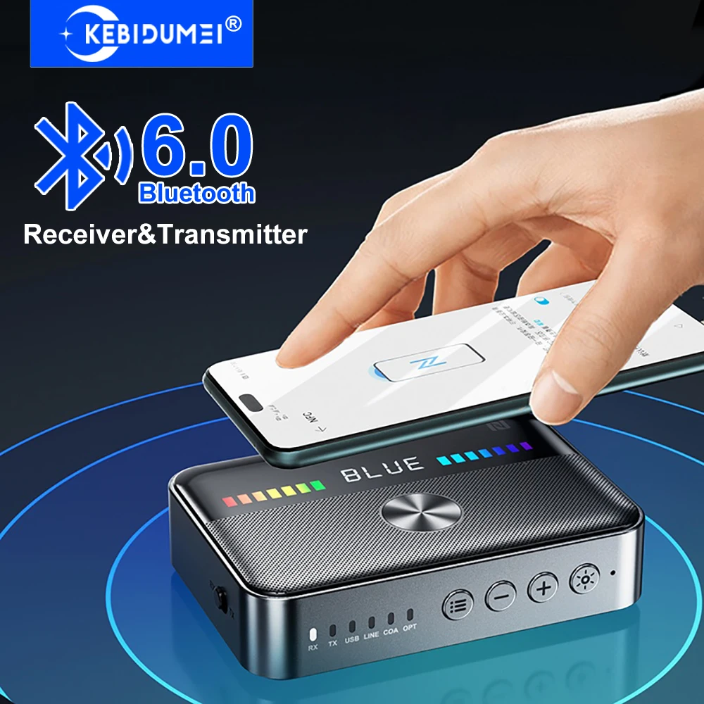 Bluetooth 6.0 Audio-Adapter, kabelloser Empfänger, Sender, 3,5 mm RCA, koaxialer optischer DAC-Konverter, kabelloser Adapter, Freisprecheinrichtung Image