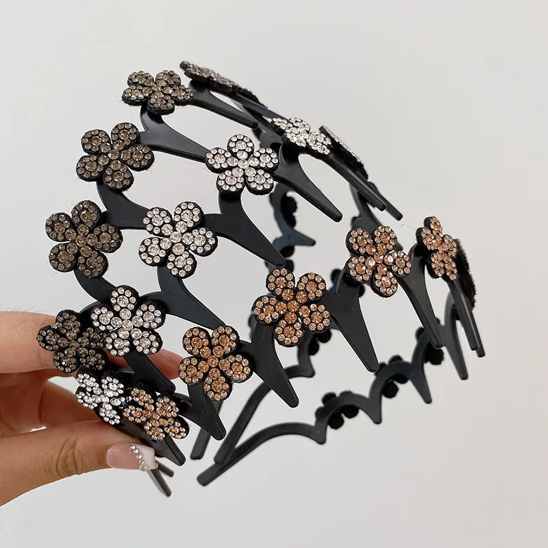 Welliges Haarband, Pony, Haarspange, Lazy Braid, Stirnband, einfach und elegant, vielseitig, rutschfeste Haarnadel, Blumen-Haarband Image