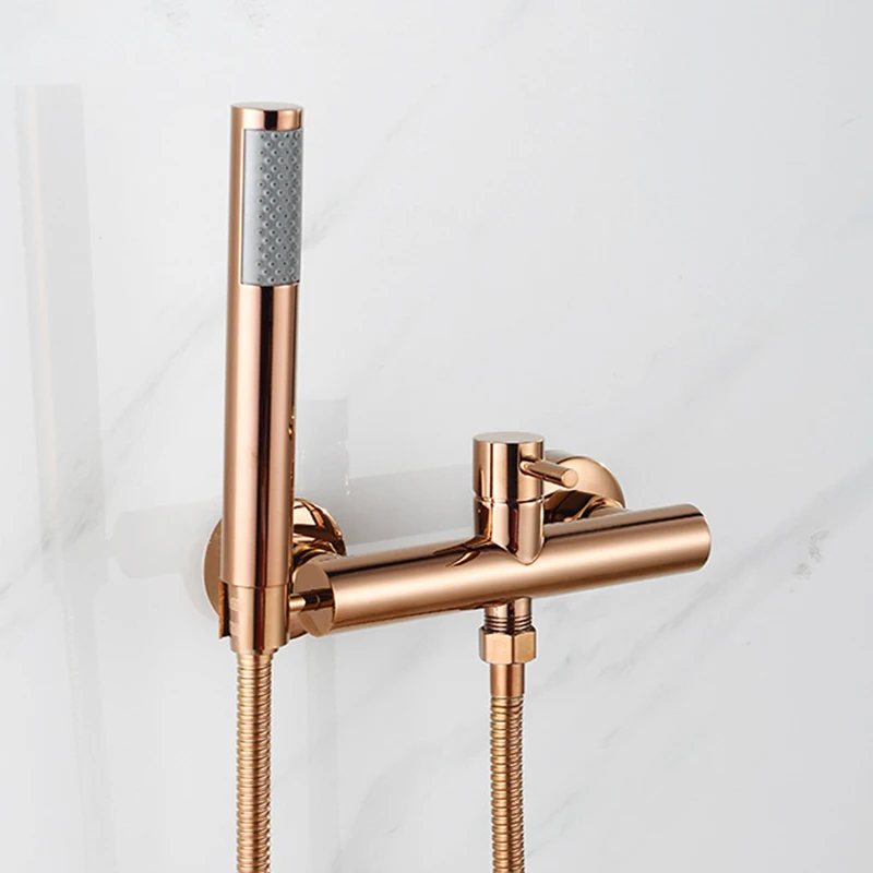 Ensemble de robinets de douche de salle de bains en or Rose, brosse murale, robinet de douche en or, salle de bains noire, robinet mitigeur de bain et de douche froid et chaud