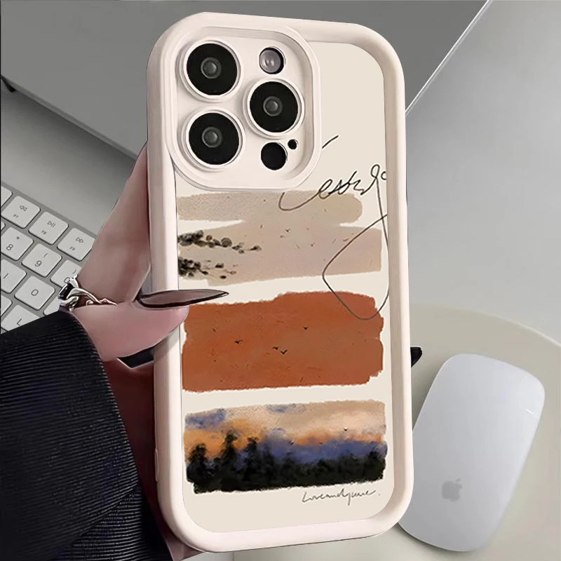 Hülle für iPhone 11, 12, 13, 14, 15, 16 PRO MAX PLUS, wunderschönes Sonnenuntergangsmuster, vollständige Linsenabdeckung, Fallprävention, TPU-Handyhülle Image