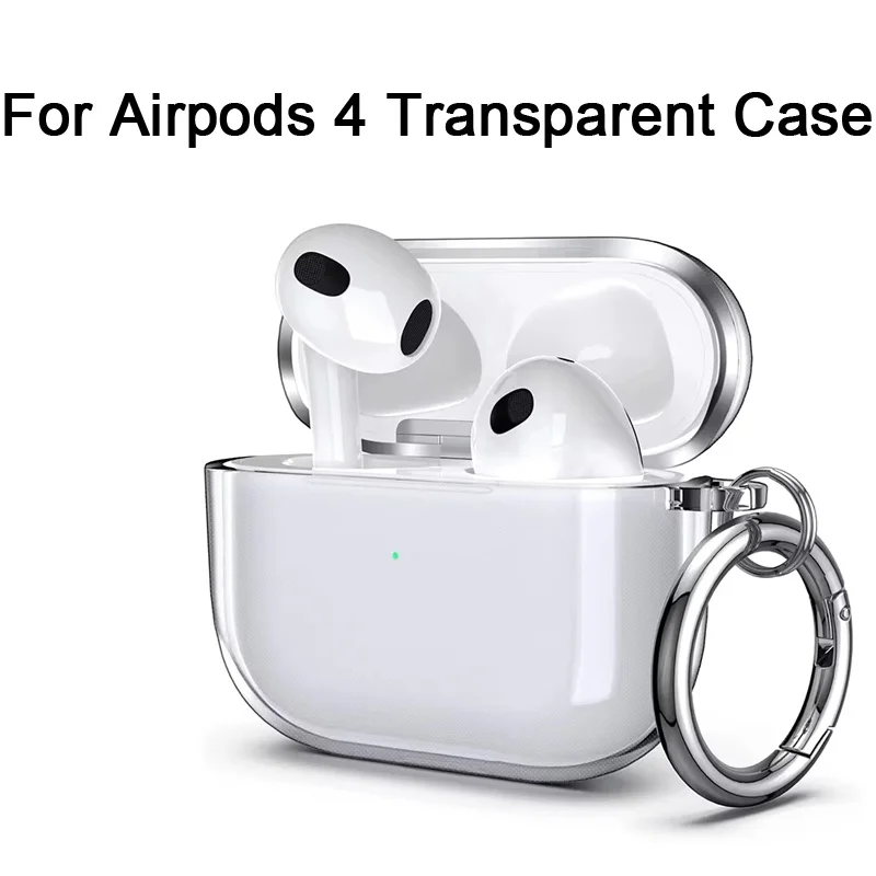 Klare Kopfhörerhülle kompatibel für Apple AirPods 4. Generation Schutzhülle für Airpods 4. TPU-Schutzhülle mit Haken Image
