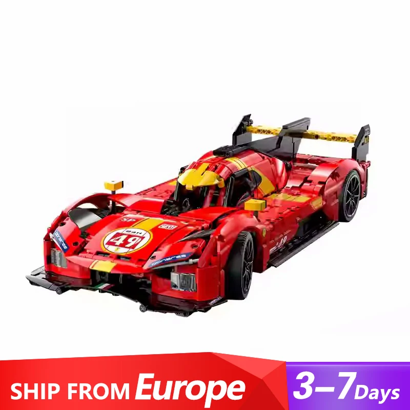 Ensemble de modèles de voiture de sport technique Blazing Flame, kits de voitures de course 1:10, modèle 1518 pièces, blocs de construction pour les amateurs de voitures et les fans de voitures