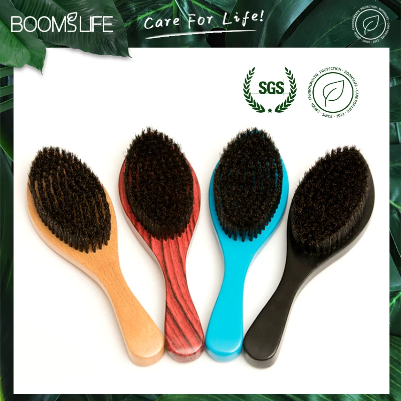 Cepillo Barba 360 Spazzola ondulata per uomo Spazzola per barba Setola di cinghiale media morbida Spazzola in legno Barba Curva Spazzola per onda di palmo Pettine per barba in legno