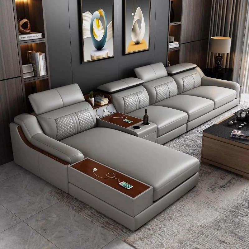 Moderne Sofas aus echtem Leder mit Stauraum, Lazy Cinema Sofas, bequemes Wohnzimmer, Divani Da Soggiorno Wohnmöbel Image