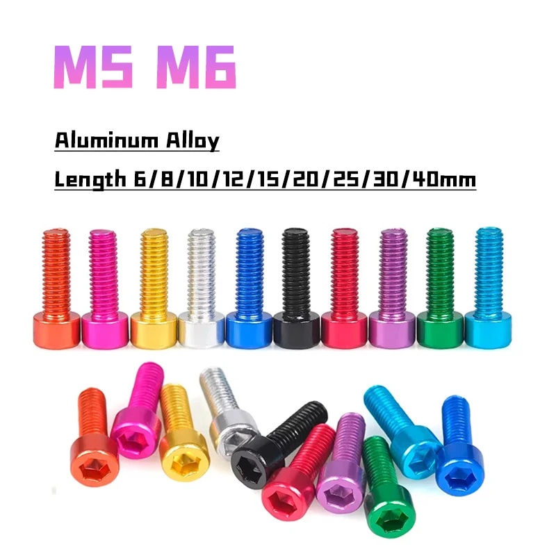 2/3/5 Stück M5 M6 Aluminiumlegierung Sechskant-Inbusschlüsselkappenkopfschraube DIY eloxierte Innensechskantschrauben Länge 6/8/10/12/15/20/25/30/40 mm Image