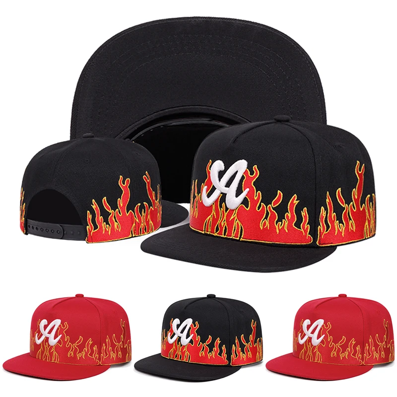 2025, modisch, personalisierbar, neuer Hut mit flachem Rand, A-Buchstabe, Flamme, Hip-Hop-Hut, Outdoor, tägliche Dekoration, Sonnenschutzhut, Unisex-Baseballmütze Image