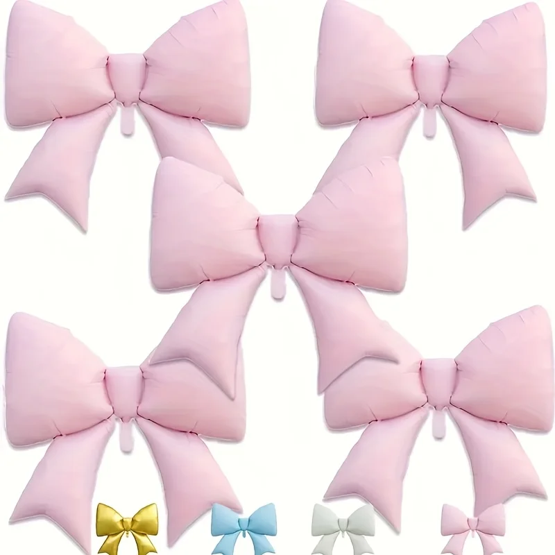 5 Stück große Baby rosa blau cremige Schleife Ballon Fliege Gold Ballon Schleife Ballon Hochzeit Braut Dusche Mädchen Geschenke Dekoration Image