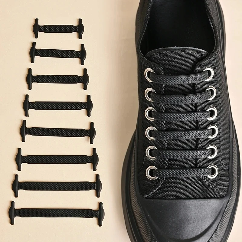 16 Stück elastische Schnürsenkel für Turnschuhe, Silikon-Stretch-Schnürsenkel, keine Krawatte, Schnürsenkel für Kinderschuhe, Gummiband, Schnürsenkel, Schnürsenkel Image