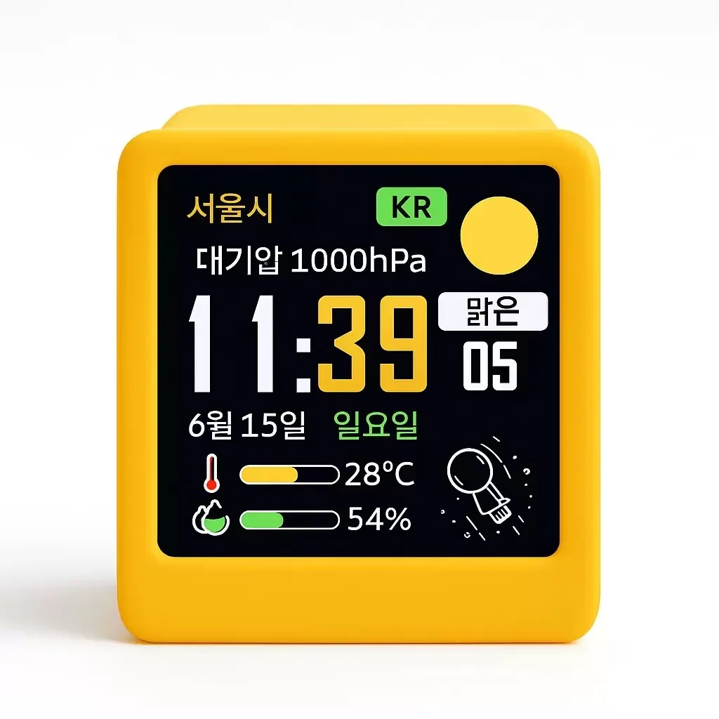 Horloge météo animée de bureau WiFi mini version coréenne, cadeau créatif, ornement, station météo multifonctionnelle