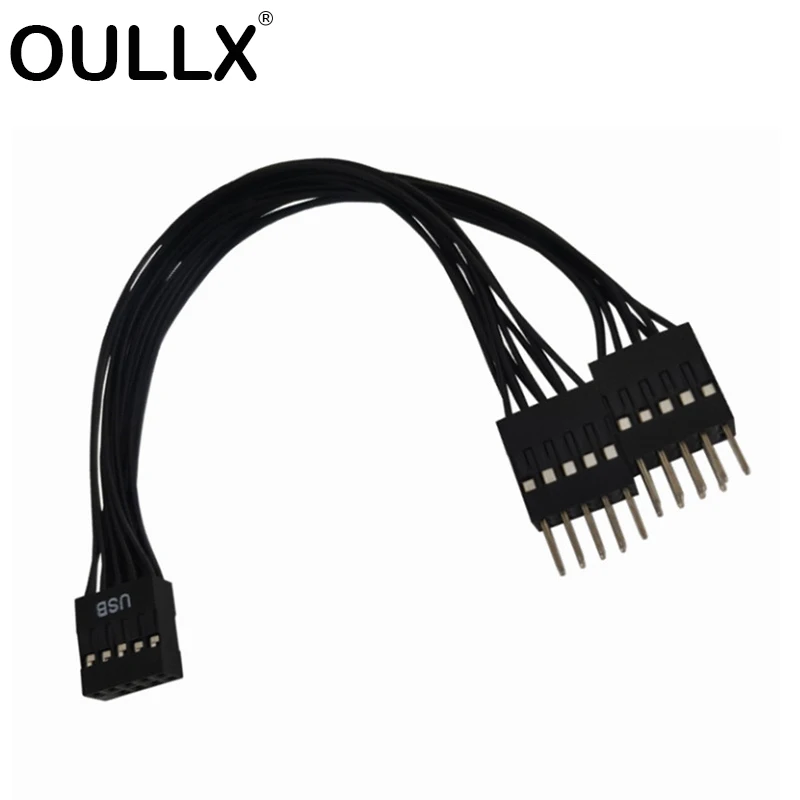 USB 9Pin Verlängerung Splitter Kabel 1 zu 2 Motherboard Adapter USB2.0 9PIN Dual 9PIN Kabel Interface Hub für PC Computer Kabel Image