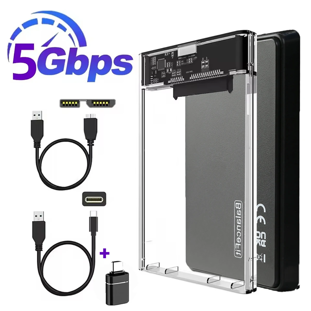 USB 3.0/USB 3.1 HDD-Gehäuse 2,5 Zoll SATA SSD-Festplattengehäuse mit 5 Gbit/s Übertragungsgeschwindigkeit Mobiles externes Gehäuse Festplattenboxen Image