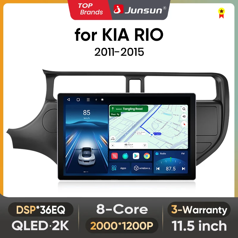 Junsun 11,5 zoll QLED Android Drahtlose CarPlay Auto Auto Radio Für KIA RIO 2011-2015 Intelligente Systeme DSP SWC RDS GPS FM BT Image