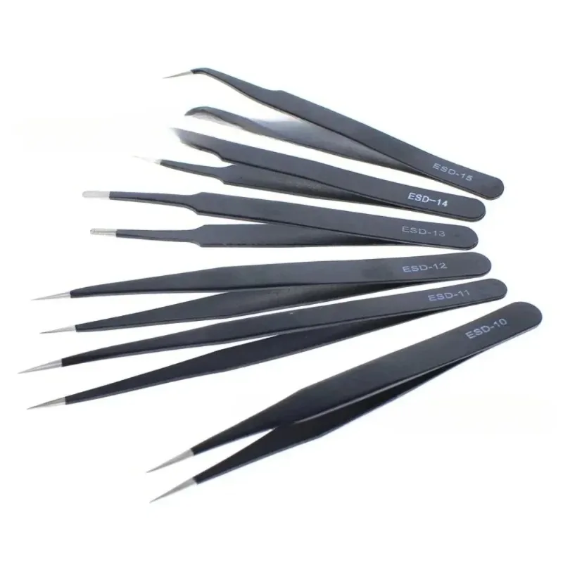 6 stücke Edelstahl Antistatische Pinzette Werkzeug Reparatur Vogelnest Pick Art von Präzision Wimpern Pfropfen Spezielle Clip Image