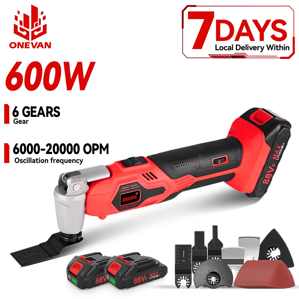 ONEVAN 6 Gänge Elektrische Oszillierende Multi Tool Tragbare Akku-trimmer Polieren Schneiden Power Tool Für Makita 18 V Batterie Pin Image