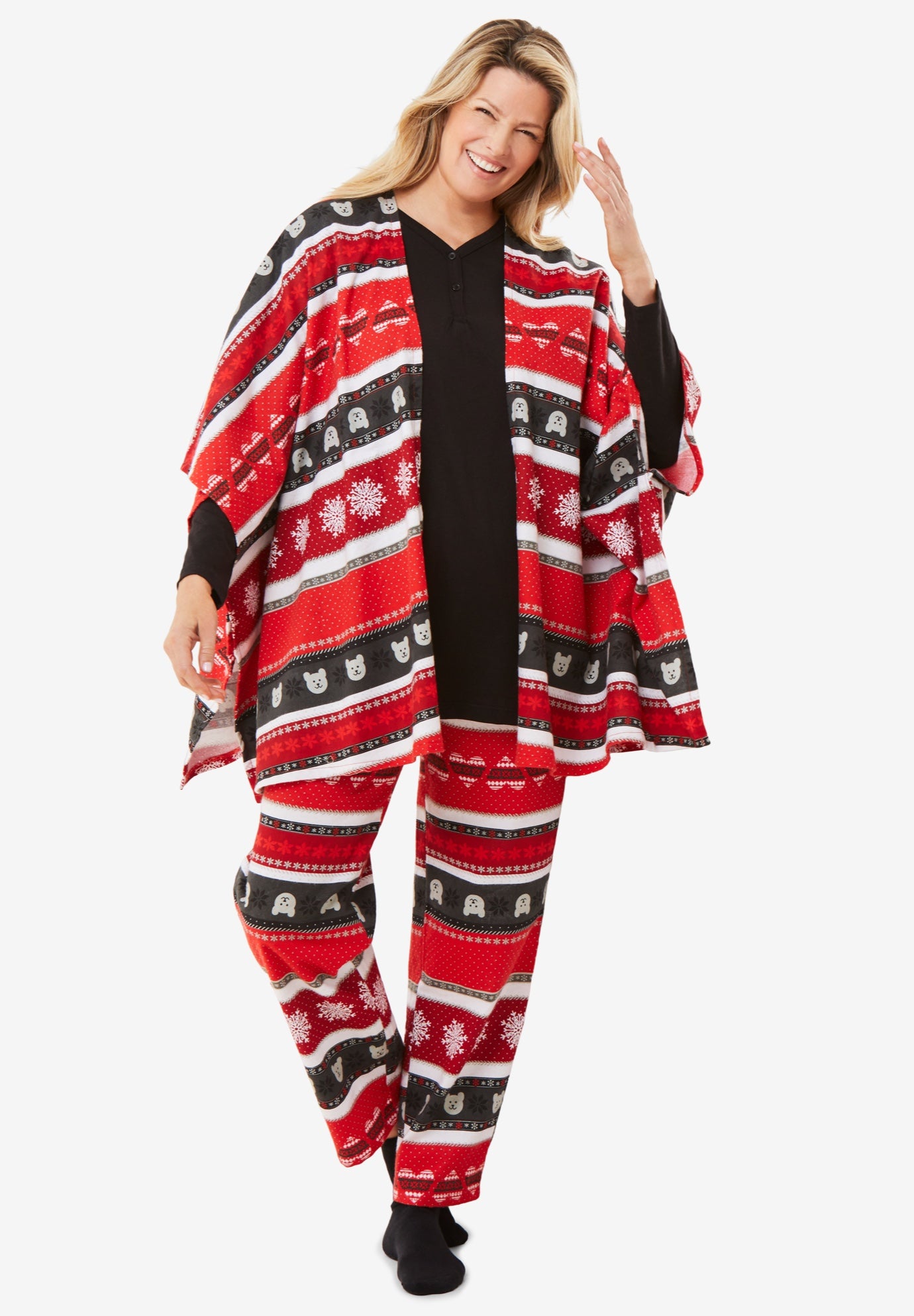 Plus Size Women's Dreams & Co.® 4-Piece Pajama Set by Dreams & Co. in Multi Bear Isle (Size 4X)
