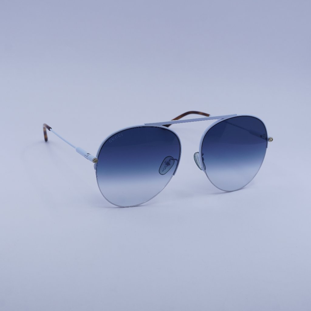 Gucci Accessories | Gucci Gg1413s 003 Sunglasses Light Blue Aviator Frame, Blue Lenses | Color: Blue | Size: 61 - 17 - 145