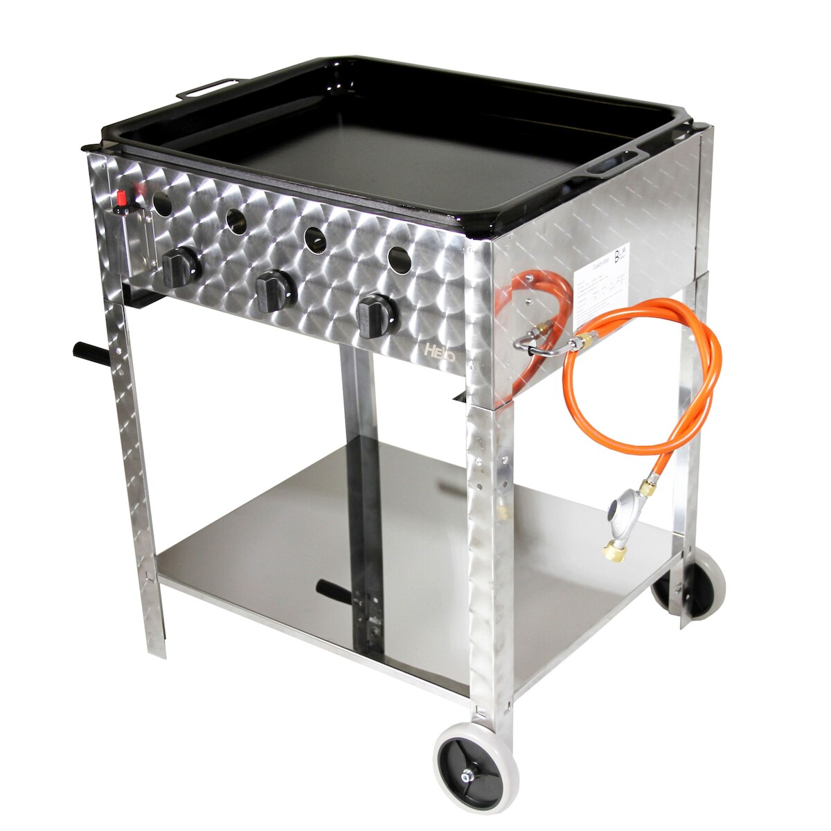 Gasbräter Pfanne Gestell 10 kW Grill Edelstahl 3 flammig Gasschlauch B01+G02+G04 Image