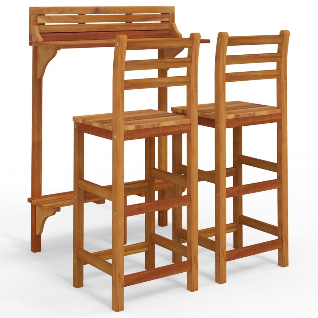 vidaXL 3-tlg. Balkonbar-Set Massivholz Akazie Image