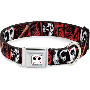 Buckle-Down Warner Bros. Horror Movies Friday the 13th Jason Mask Dog Collar, Medium: 16 to 23-in neck, 1.5-in wide