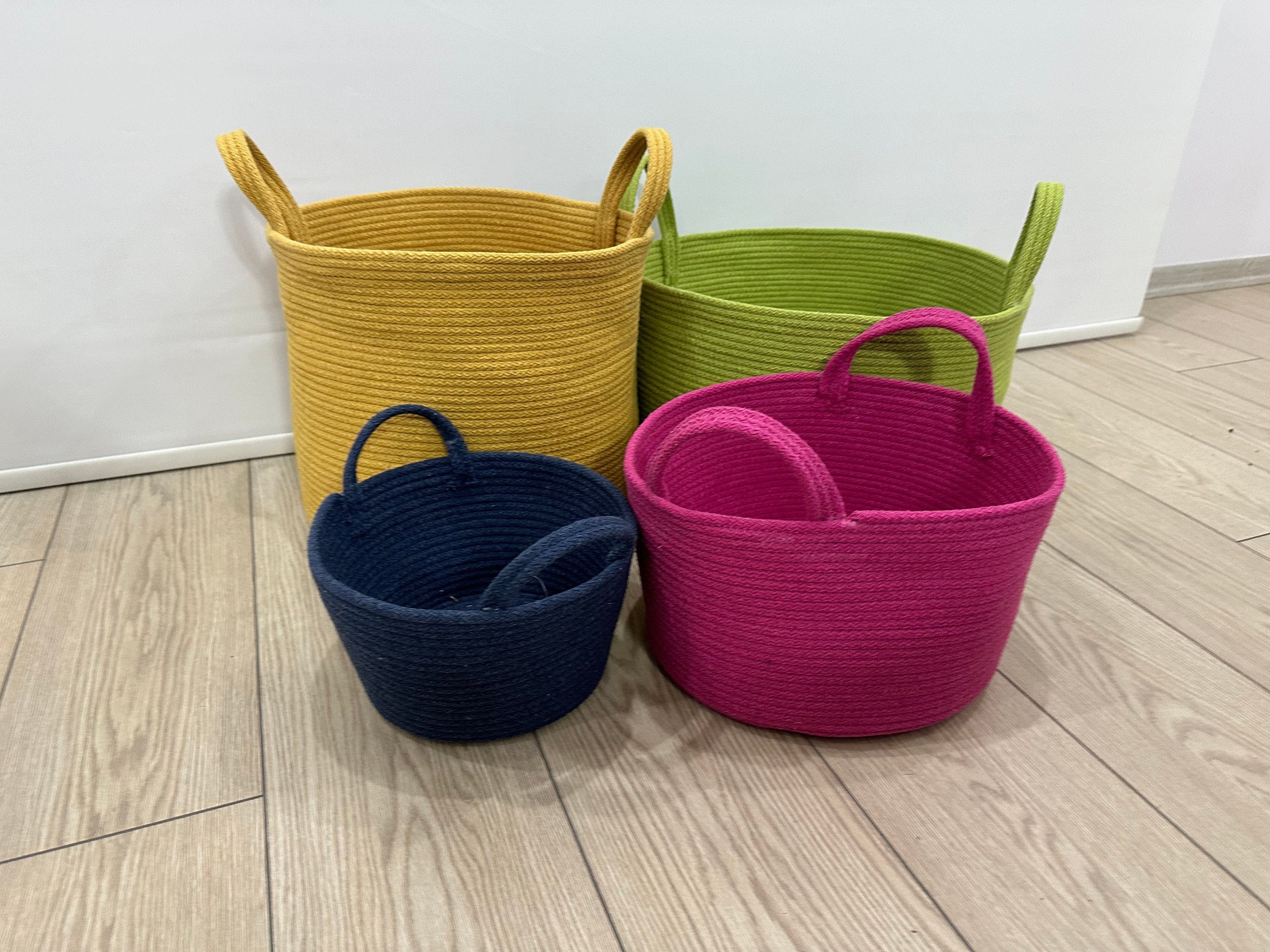 Cesto portaoggetti, cesto in corda di cotone, cesto per riporre, portaoggetti per la cameretta dei bambini, portaoggetti per vestiti, portaoggetti org