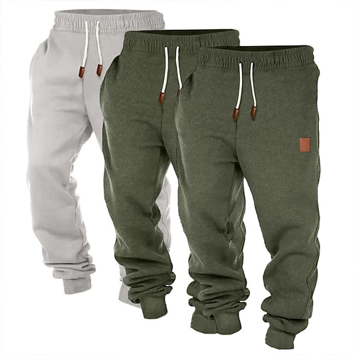 Herren Jogginghose Jogginghose Jogger Fleecehose Hose Kordelzug Elastischer Bund Mehrfachpackung Einfach Komfort Volle Länge Outdoor Täglich Ausgehen Mode Klassicher Stil SchwarzMarineblau Image