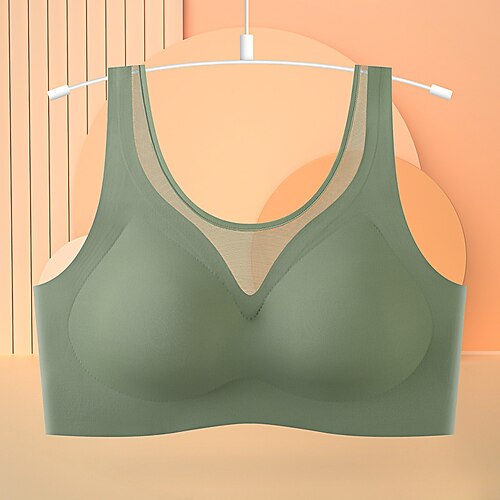Damen Yoga-BH Sport-BH Unterwäsche Geringe Unterstützung Atmungsaktiv Bürgellos Gefüttert Einfarbig Sport Sportkleidung Schwarz Rote Fitnessstudio Training Laufen Image