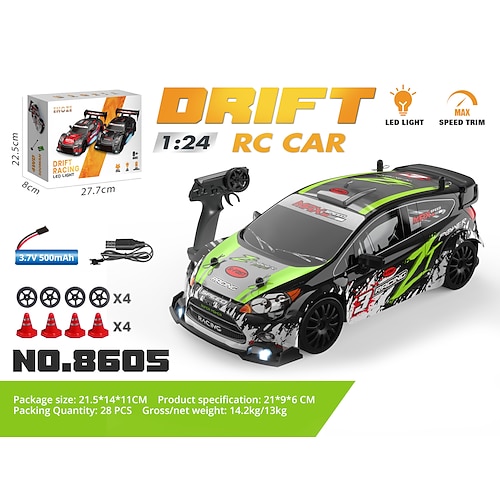 Hochgeschwindigkeits RC Drift Rennwagen - 124 Maßstab Fernsteuerungs-Sportfahrzeug Lichter Kegel Weihnachtsgeschenk Image
