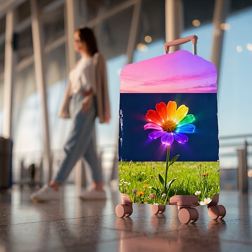 Gepäckhülle mit Blumenmuster, dehnbarer Kofferschutz, elastische Reisegepäckhülle Image