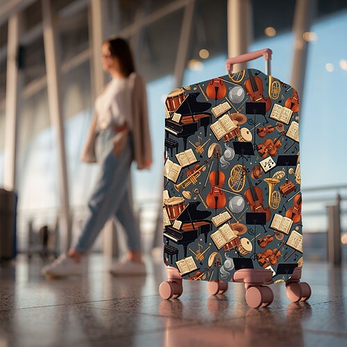 Bedruckte Gepäckhülle im Kunststil, dehnbarer Kofferschutz, elastische Reisegepäckhülle Image