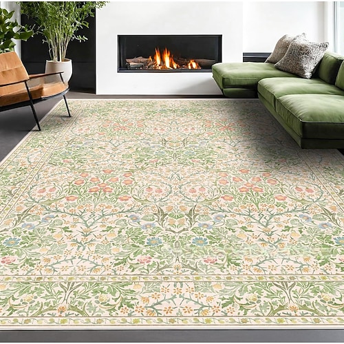 Teppich für Wohnzimmer und Schlafzimmer Bohemian Blumen Faux Wolle weich rutschfester Boden Teppich Bettseite Teppich Balkon Wohnkultur Image