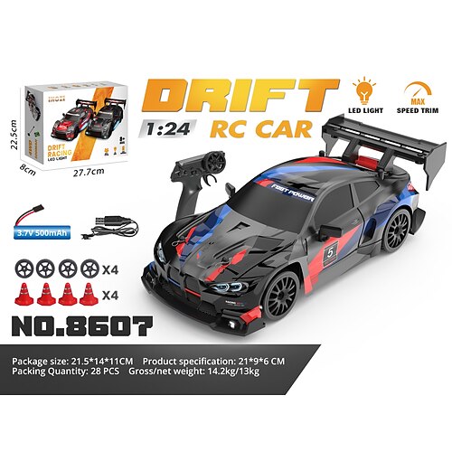 Hochgeschwindigkeits RC Drift Rennwagen - 124 Maßstab Fernsteuerungs-Sportfahrzeug Lichter Kegel Weihnachtsgeschenk Image